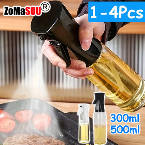 1-4Pcs Plastic Oil Sprayer Bottle 300ml/500ml Oil Dispenser Seasoning Sprayer Jar Kitchen Cooking BBQ Baking Roasting Picnic