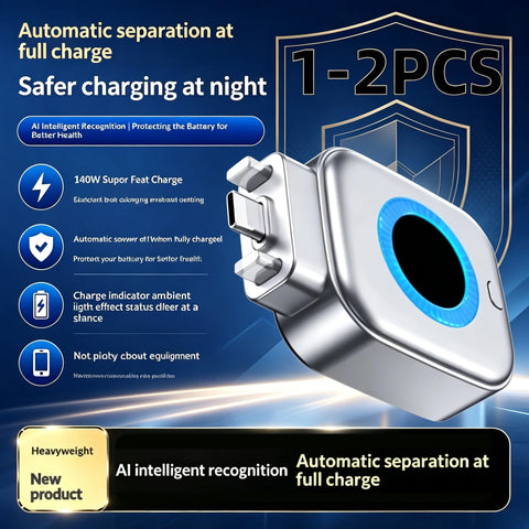 Safe Overnight Auto-Disconnect Charging Adapter 140W Type-C Automatic Power-Off Separator Anti-Overcharge for iPhone Xiaomi