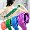 Soft Silicone Back Shower Brush Belt Double-sided Exfoliating Body Scrub Sponge Bathroom Deep Cleaning Bath Accessory